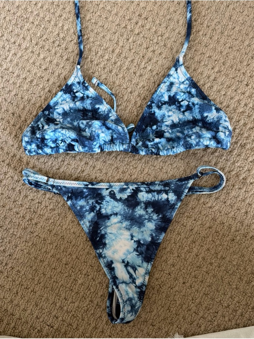 Blue Tie-Dye Bikini Set - Two-Piece Swimwear